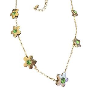 Urban Outfitters Flower Necklace - Gold/Green, NWT